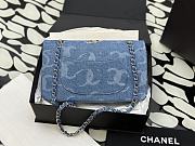 Chanel Classic Handbag Embroidered Denim Blue - 3