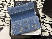 Chanel Classic Handbag Embroidered Denim Blue - 2