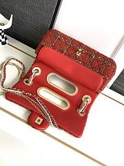 CHANEL 2023 Fall Red Tweed Large Double Flap Chain & Pearl Embellished Bag - 5