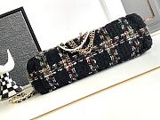 CHANEL 2023 Fall Black Tweed Large Double Flap Chain & Pearl Embellished Bag - 5