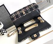 CHANEL 2023 Fall Black Tweed Large Double Flap Chain & Pearl Embellished Bag - 4