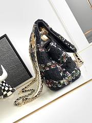 CHANEL 2023 Fall Black Tweed Large Double Flap Chain & Pearl Embellished Bag - 3
