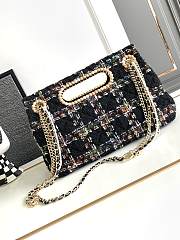 CHANEL 2023 Fall Black Tweed Large Double Flap Chain & Pearl Embellished Bag - 2