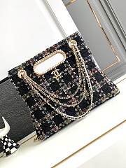 CHANEL 2023 Fall Black Tweed Chain & Pearl Embellished Bag - 1