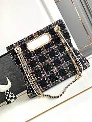 CHANEL 2023 Fall Black Tweed Chain & Pearl Embellished Bag - 3