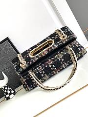 CHANEL 2023 Fall Black Tweed Chain & Pearl Embellished Bag - 2