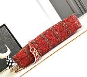 CHANEL 2023 Fall Red Tweed Chain & Pearl Embellished Bag - 4