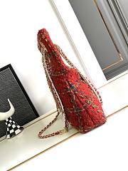 CHANEL 2023 Fall Red Tweed Chain & Pearl Embellished Bag - 3