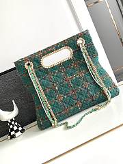 CHANEL 2023 Fall Green Tweed Chain & Pearl Embellished Bag - 4