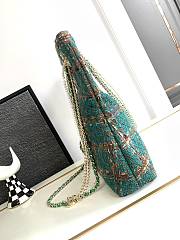 CHANEL 2023 Fall Green Tweed Chain & Pearl Embellished Bag - 2