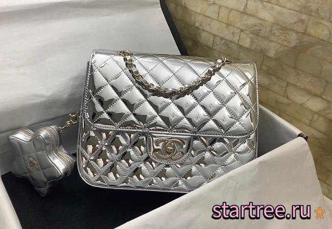 Chanel Backpack & Star Coin Purse Silver-18.5*23.5*8.5CM - 1