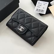 CHANEL Card Holder Caviar leather Black Silver-11*8.5*3cm - 1