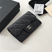 CHANEL Card Holder Caviar leather Black Silver-11*8.5*3cm - 2