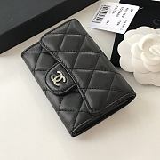 CHANEL Card Holder Lambskin leather Black Silver-11*8.5*3cm - 1