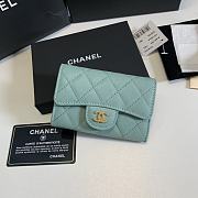 CHANEL Card Holder Light Blue Caviar leather Gold-11*8.5*3cm - 1