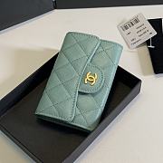 CHANEL Card Holder Light Blue Caviar leather Gold-11*8.5*3cm - 5