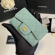 CHANEL Card Holder Light Blue Caviar leather Gold-11*8.5*3cm - 3