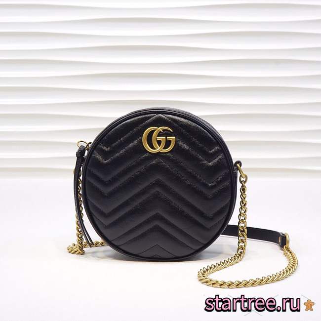 GUCCI | GG Marmont Mini Round Shoulder Bag Black- 550154 - 1