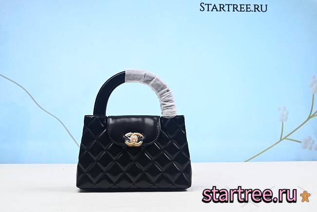 CHANEL MINI SHOPPING BAG Shiny Aged Calfskin & Gold-Tone Metal Black（Real Shot） - 1