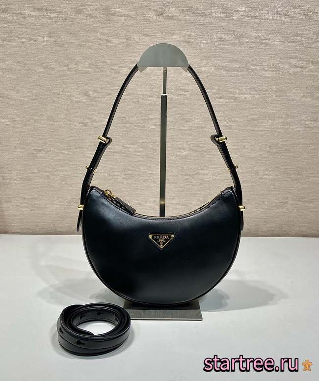 Prada Arqué leather shoulder bag Black-22.5*18.5*6.5cm - 1