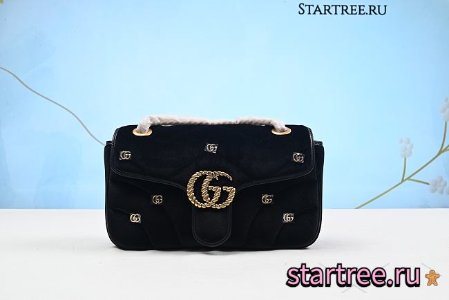 Gucci | GG MARMONT SERIES SMALL SHOULDER BAG Black Velvet - 1