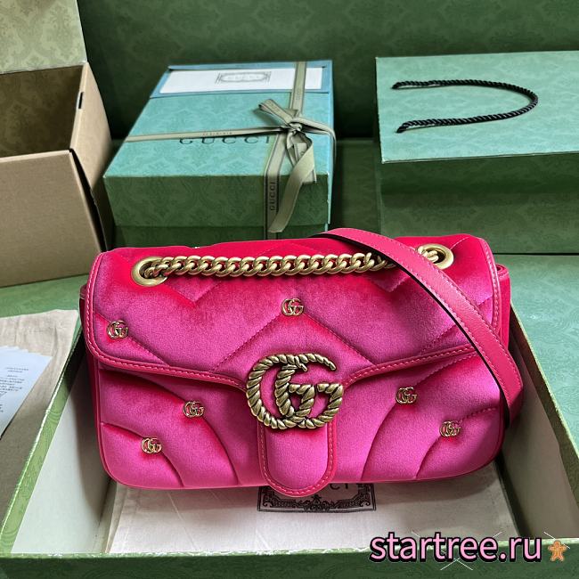 Gucci | GG MARMONT SERIES SMALL SHOULDER BAG Rose Pink Velvet - 1