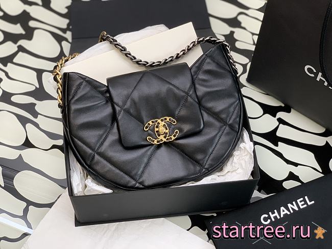 Chanel 19 Hobo Bag Black Lambskin - 1