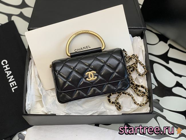 CHANEL Shoulder Bag with Handle Shiny Leather - 1