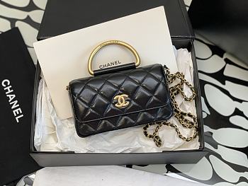 CHANEL Shoulder Bag with Handle Shiny Leather