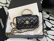 CHANEL Shoulder Bag with Handle Shiny Leather - 4