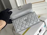 CHANEL Metallic Lambskin Quilted Chain Top Handle Clutch With Chain Silver - 4