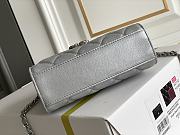 CHANEL Metallic Top Handle Clutch Lambskin Quilted Chain With Chain Silver - 6