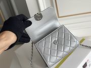CHANEL Metallic Top Handle Clutch Lambskin Quilted Chain With Chain Silver - 5