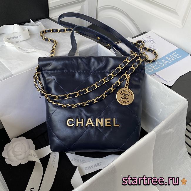 Chanel Mini 22 Bag Navy Blue - 1