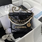 Chanel Mini 22 Bag Black With Pearl Chain - 1