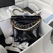 Chanel Mini 22 Bag Black With Pearl Chain - 3