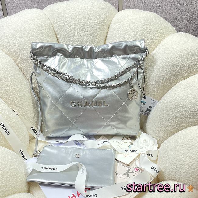 CHANEL Small 22 Bag Sliver-35x37x7cm - 1