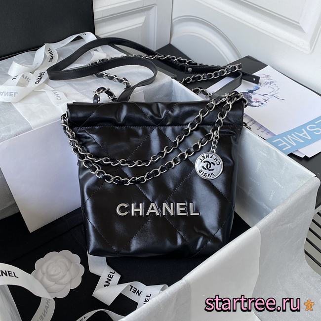 Chanel Mini 22 Bag Black With Slilver Hardware - 1