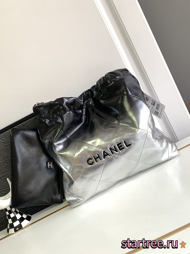 Chanel 22 Small Shoulder Black and Silver Gradient Color - 1