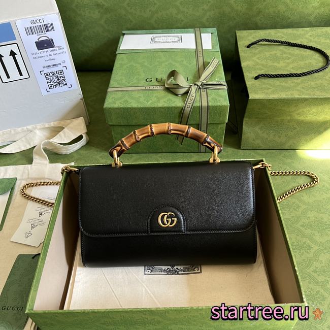 GUCCI Gucci Bamboo Handle Chain Bag Black 675795 - 1