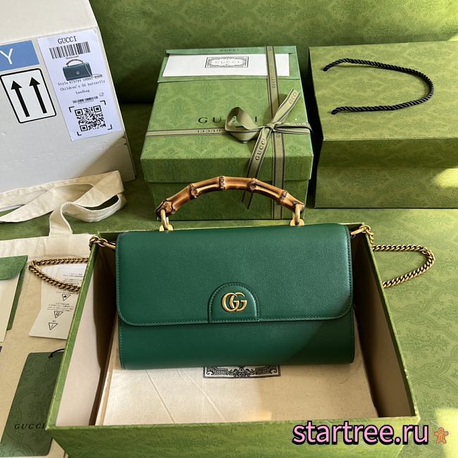 GUCCI Gucci Bamboo Handle Chain Bag Green 675795 - 1