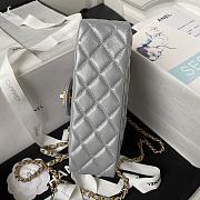 Chanel Mini Classic Bag With Diamond Handle In Gray - 3