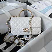 Chanel Mini Classic Bag With Diamond Handle In White - 1