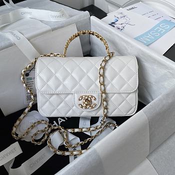Chanel Mini Classic Bag With Diamond Handle In White