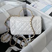 Chanel Mini Classic Bag With Diamond Handle In White - 3