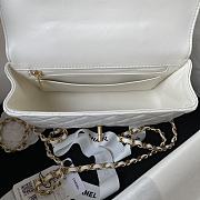 Chanel Mini Classic Bag With Diamond Handle In White - 2