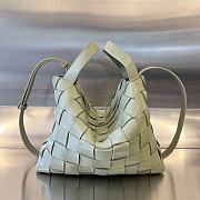 BOTTEGA VENETA Bowling Cassette Woven Leather Shoulder Bag In Light Green - 1