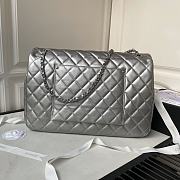 Chanel | Classic Flap Bag Silver Hardware Sliver Leather  -27*38*12cm - 3