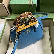 Gucci Diana Mini Leather Tote Bag In Blue - 2