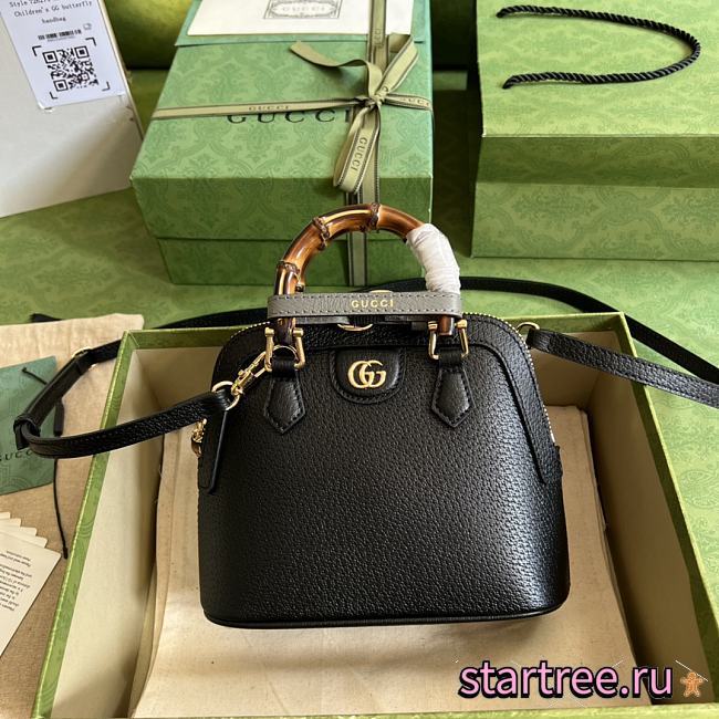 Gucci Diana Mini Leather Tote Bag In Black - 1